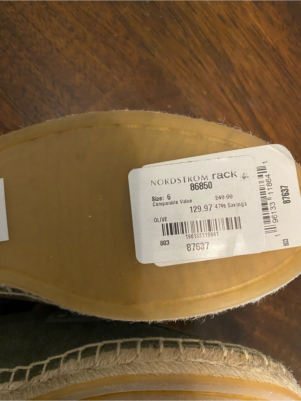 Tory Burch Olive Suede Espadrille Mule with Gold Logo - Picture 4 of 4